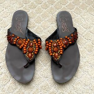 Carlos Santana Beaded Thong Sandals
